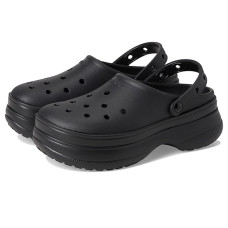 Black/Black Crocs Classic Stacked Clogs Platform Sneakers