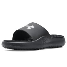 Black/Black/White Under Armour Ignite Pro 8 Fixed Band Slides