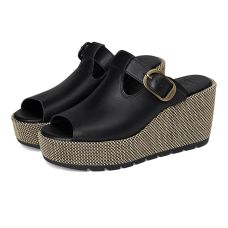 Black/Natural SOREL Sunpeak Wedge Slide