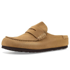 Cork Brown Birkenstock Naples Wrapped Clog- Suede