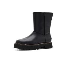 Black Leather UGG Uptowner Short Boots