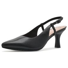 Black Leather Clarks Kacelyn Sling
