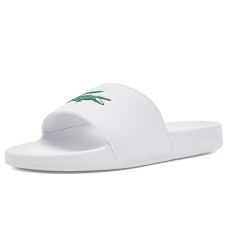 White/Green Lacoste Serve Slides 0.0