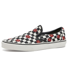 Red Poppy Checker Black/White Vans Classic Slip-On