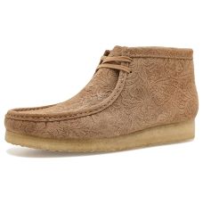Light Tan Emb Clarks Wallabee Boots