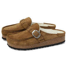 Tea/Natural Suede/Shearling Birkenstock Buckley Shearling Clog - Suede