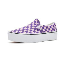 Checkerboard Pale Pink/Prism Purple Vans Classic Slip-On Stackform