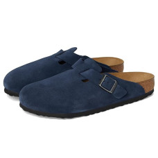 New Navy Birkenstock Boston Clog - Suede (Unisex)