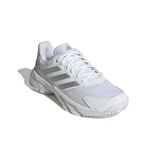 White/Silver Metallic/Grey adidas Courtjam Control 3 Tennis Shoes