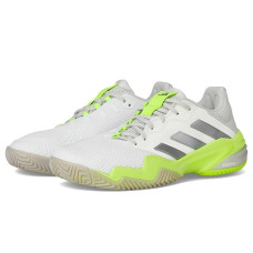 White/Iron Metallic/Lucid Lemon adidas Barricade 13 Tennis Shoes