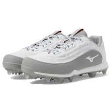 White/Grey Mizuno Finch Elite 6 Low TPU Softball Cleats