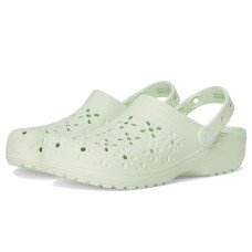 Jade Tint Crocs Classic Clogs with Floral Cut Out Design