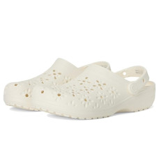 Chalk Crocs Classic Clogs with Floral Cut Out Design