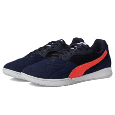 New Navy-Glowing Red-Silver Mist PUMA King Top Indoor Trainer Soccer Shoes