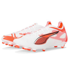Puma White-Puma Black-Glowing Red PUMA Ultra 5 Pro Firm/Artificial Ground Soccer Cleats